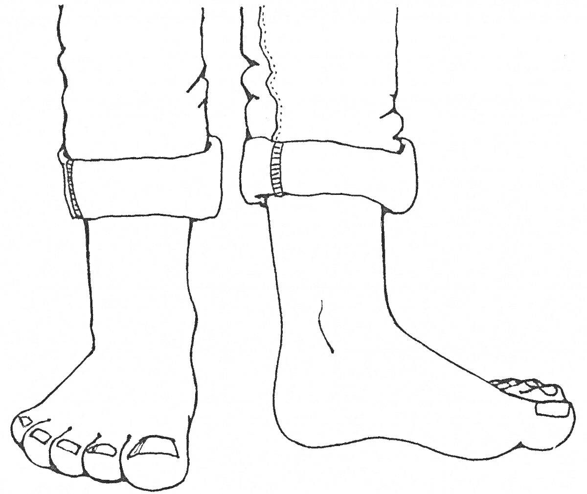 На раскраске изображено: Стопы, Ноги, Пальцы, Брюки