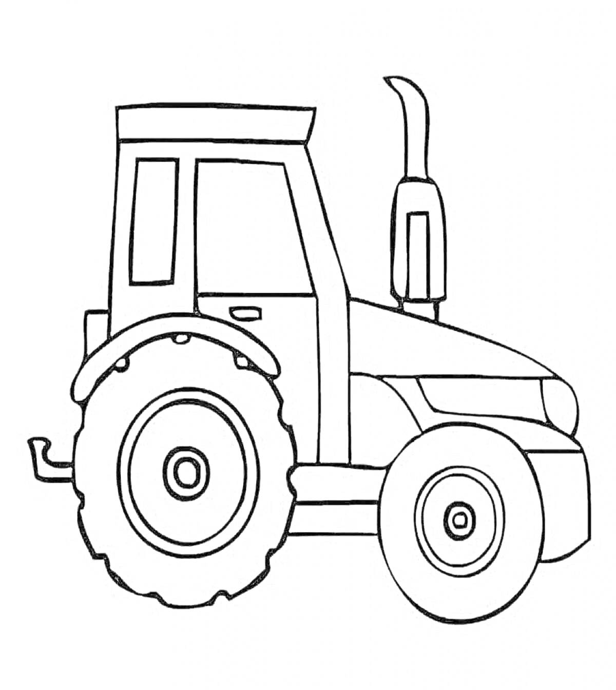 На раскраске изображено: Трактор, Сельскохозяйственная техника, Транспорт, Колёса