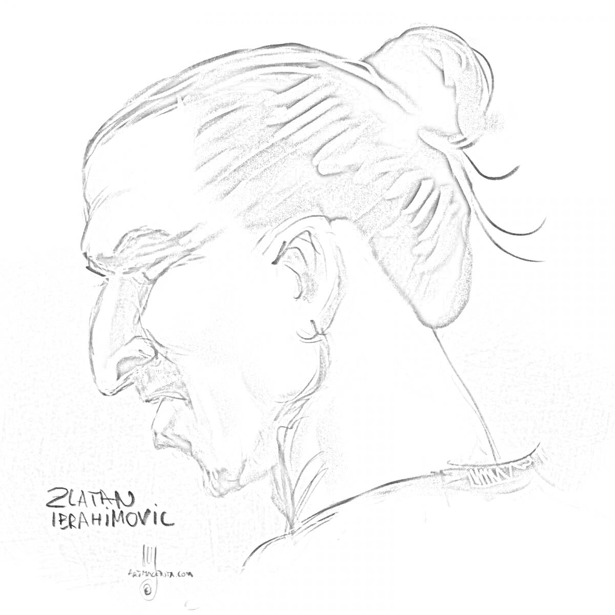 Раскраска Портрет Златана Ибрагимовича в стиле наброска