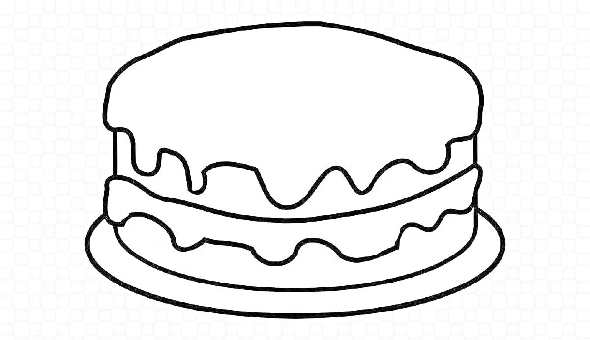 На раскраске изображено: Торт, Пирог, Глазурь, Блюдо, Кондитерские изделия