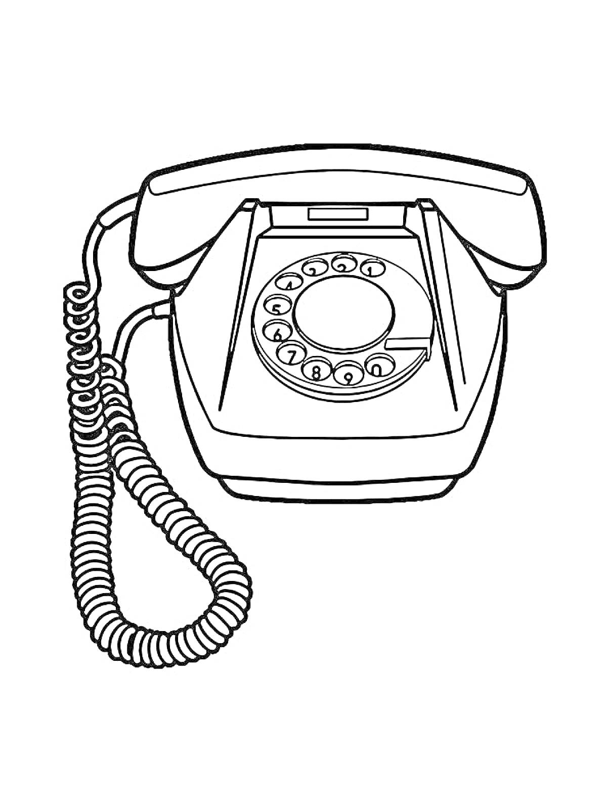 На раскраске изображено: Телефон, Трубка, Винтаж, Провода