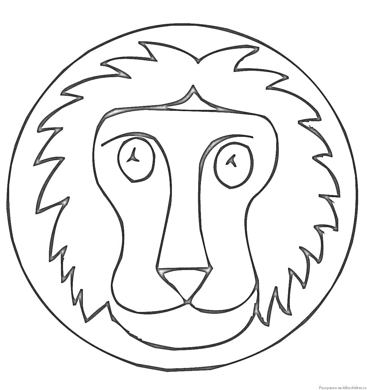 На раскраске изображено: Лев, Голова льва, Грива, Звери