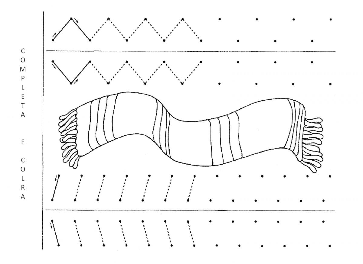 Раскраска Шарф с геометрическими фигурами и линиями