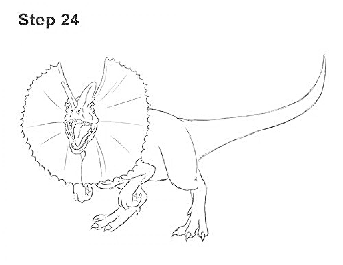 дилофозавр с раскрытым воротником