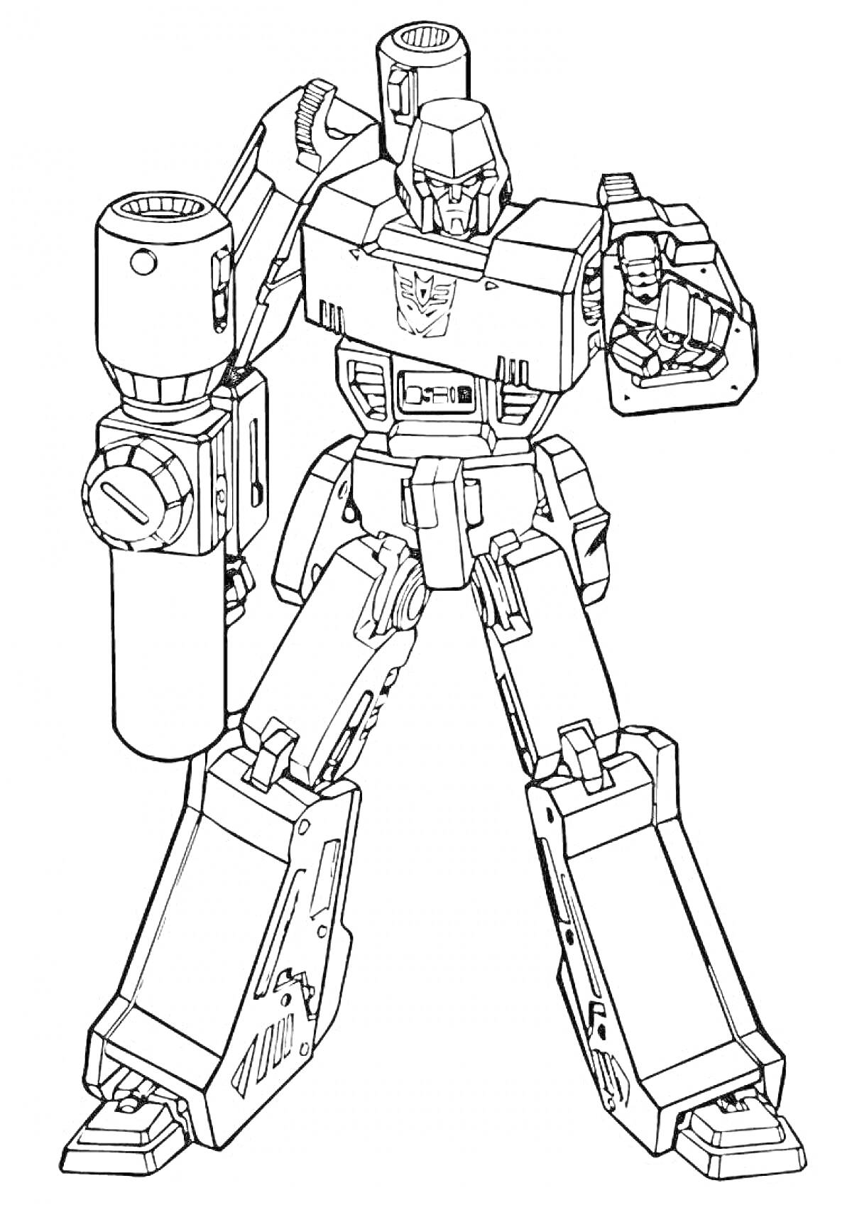 Раскраска Трансформер Мегатрон с пушкой на руке