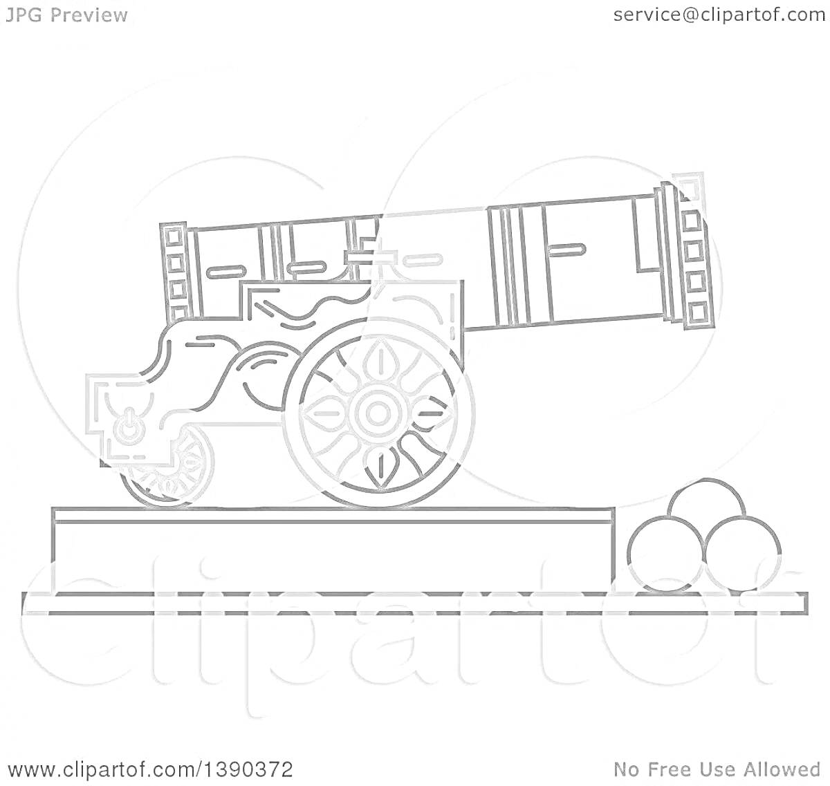 Раскраска Царь-пушка на пьедестале с ядрами