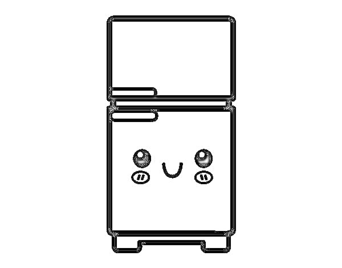 Раскраска Холодильник с лицом и румяными щечками
