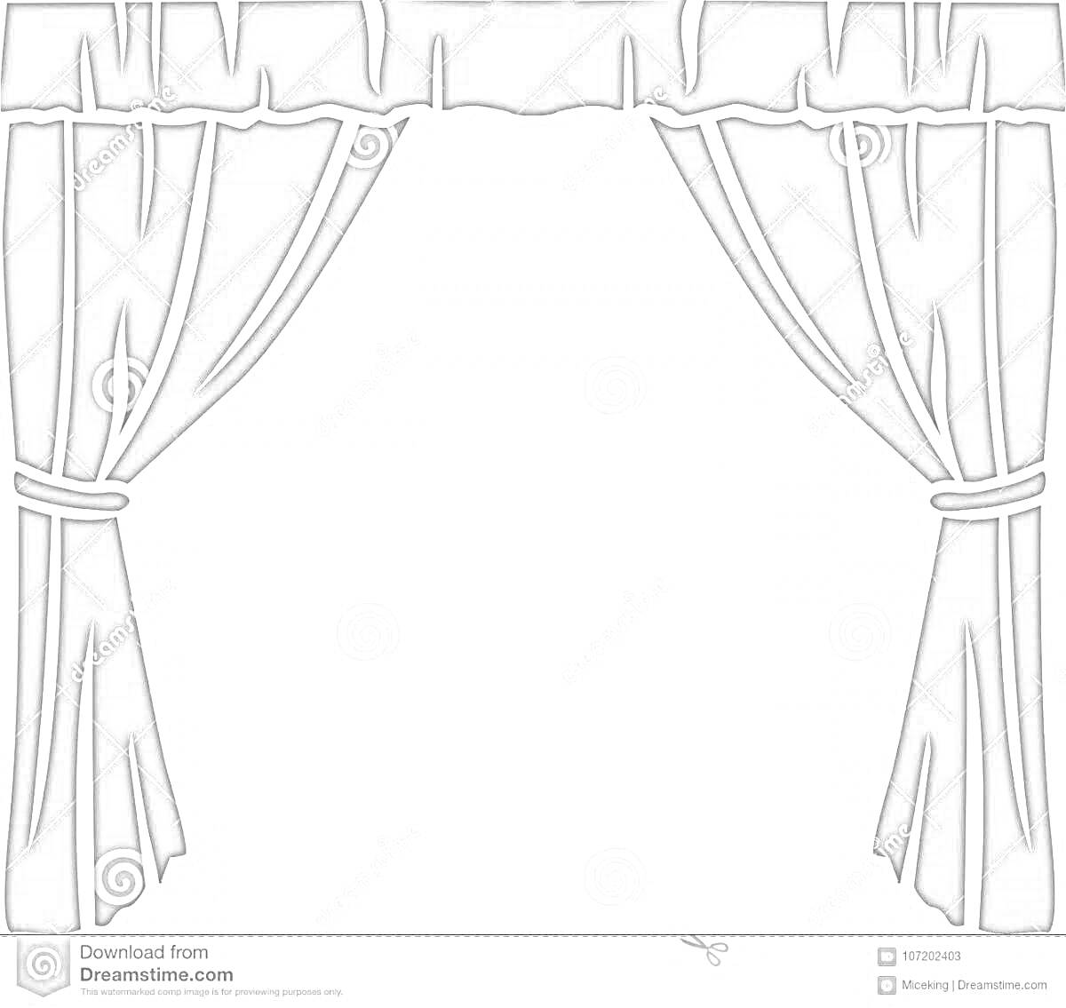 Раскраска Театральный занавес с подхватами по бокам