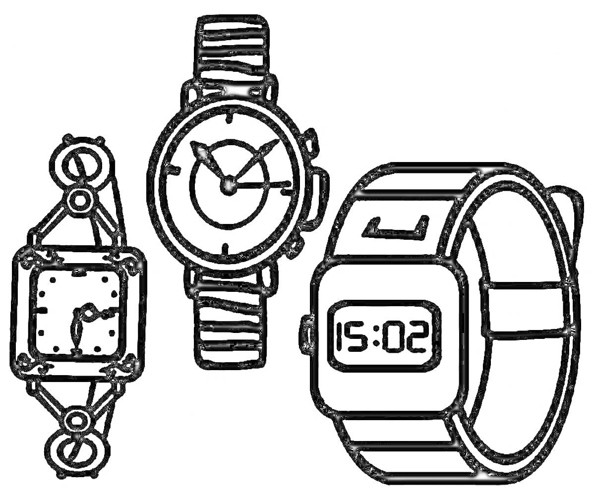 На раскраске изображено: Наручные часы, Время, Аксессуар, Часы