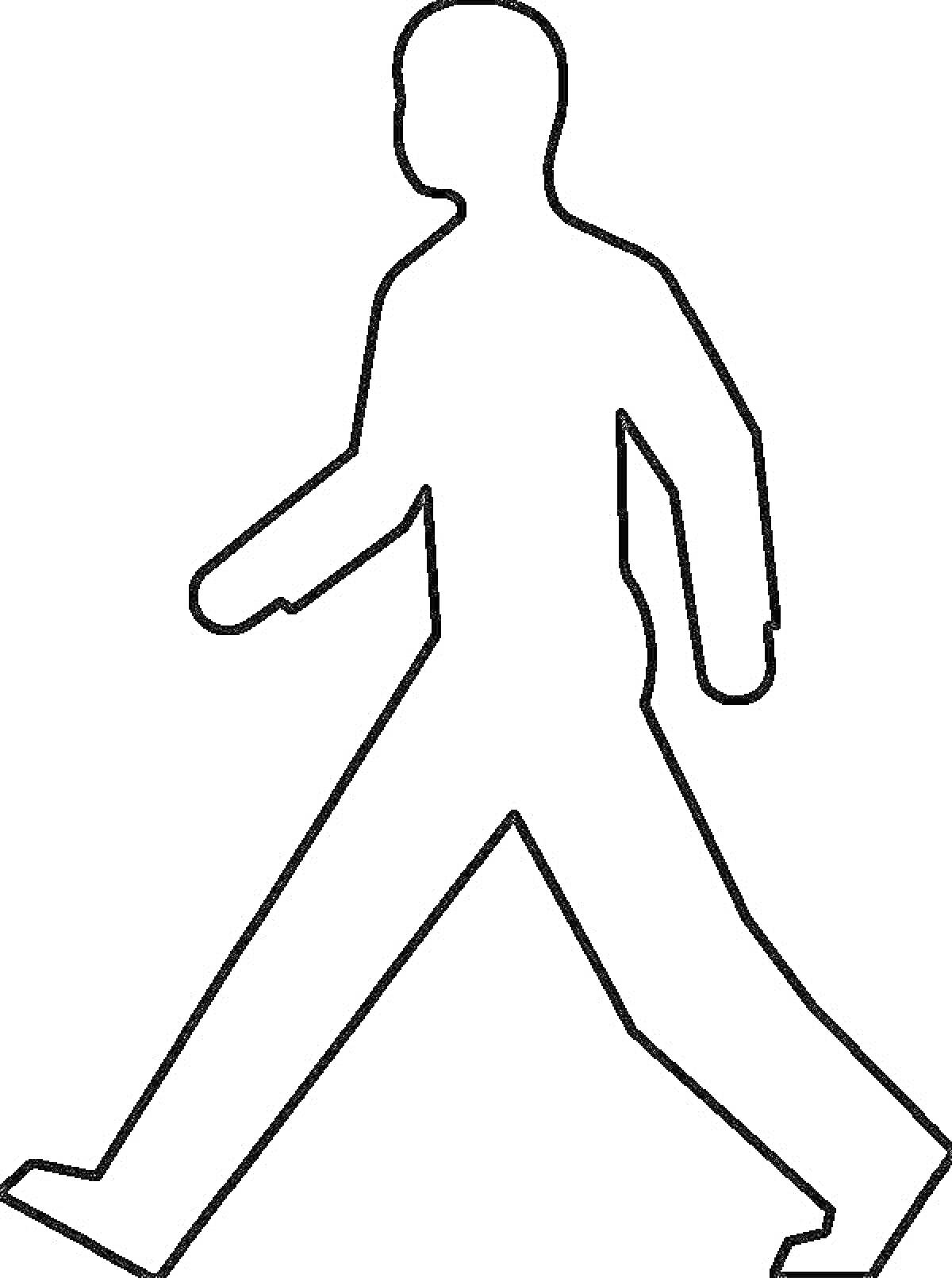 Раскраска Контур человека, идущего пешком