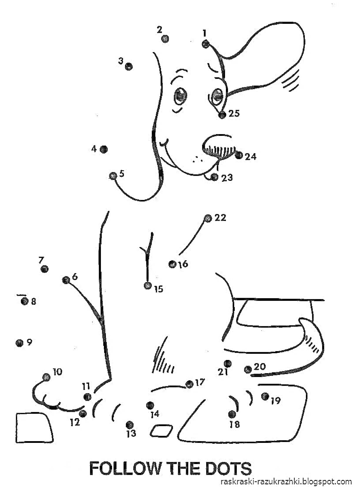 На раскраске изображено: Точка, Собака, Уши, Нос, Лапы, Хвост, Пол, Для детей