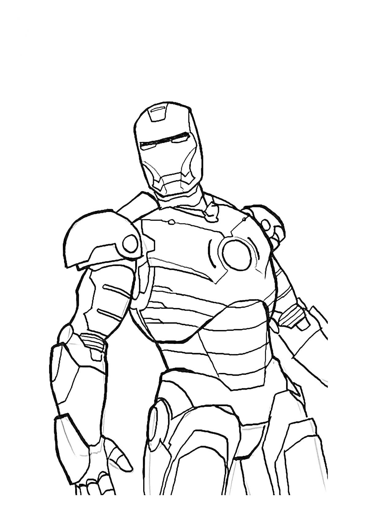 Раскраска Железный человек в костюме с доспехами