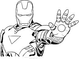 Раскраска Супергерой в бронекостюме с поднятой рукой и светящимся кругом на ладони