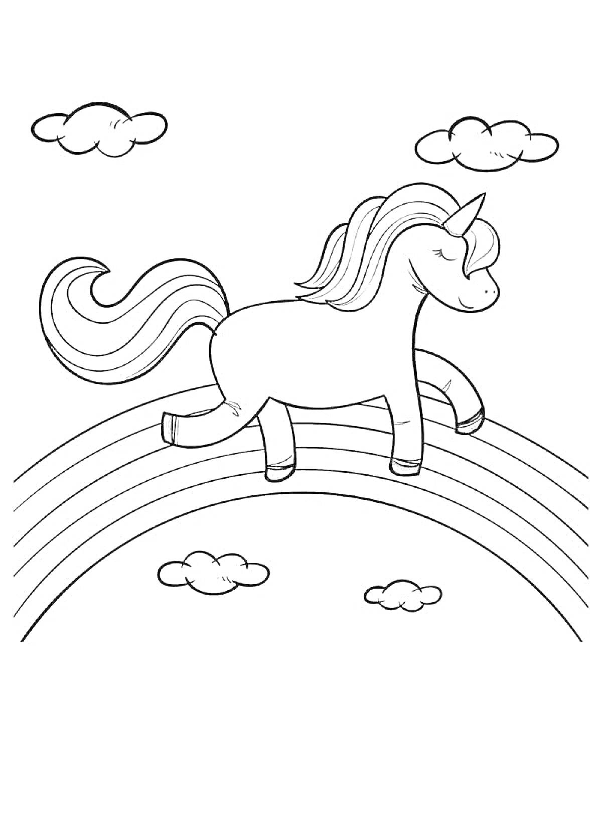 На раскраске изображено: Облака, Мифическое животное, Волшебство