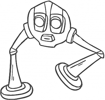 Раскраска Робот с руками-магнитами и округлыми ногами
