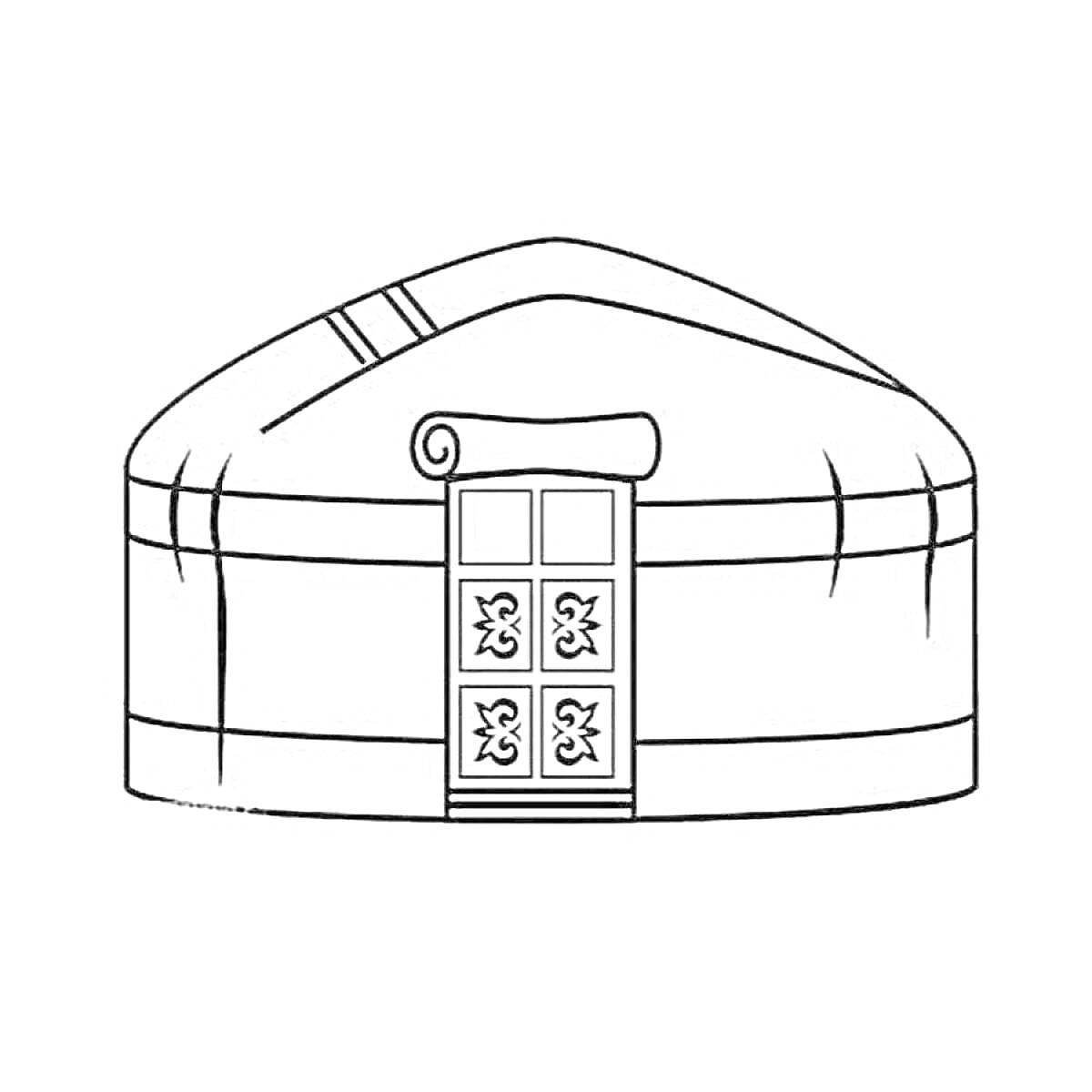 Раскраска Юрта с орнаментом на двери