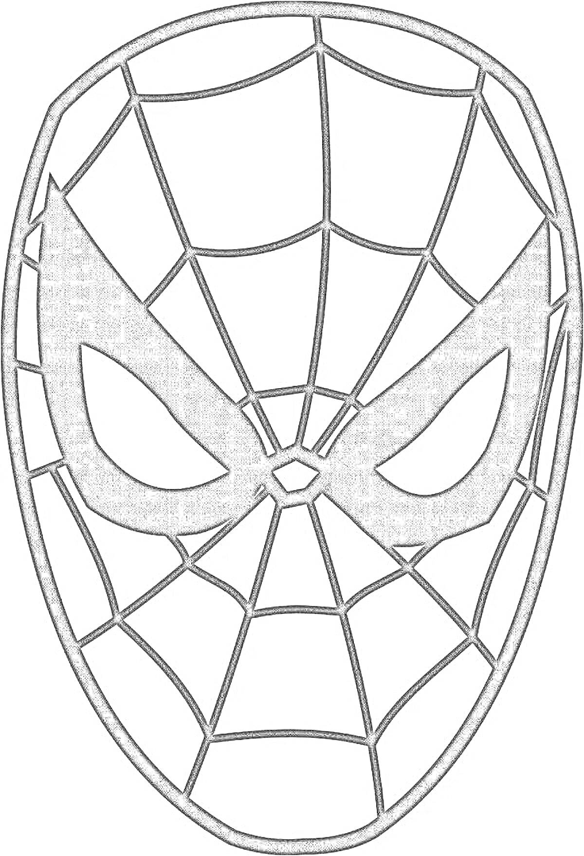 Раскраска Маска Человека-паука с рисунком паутины и большими глазами