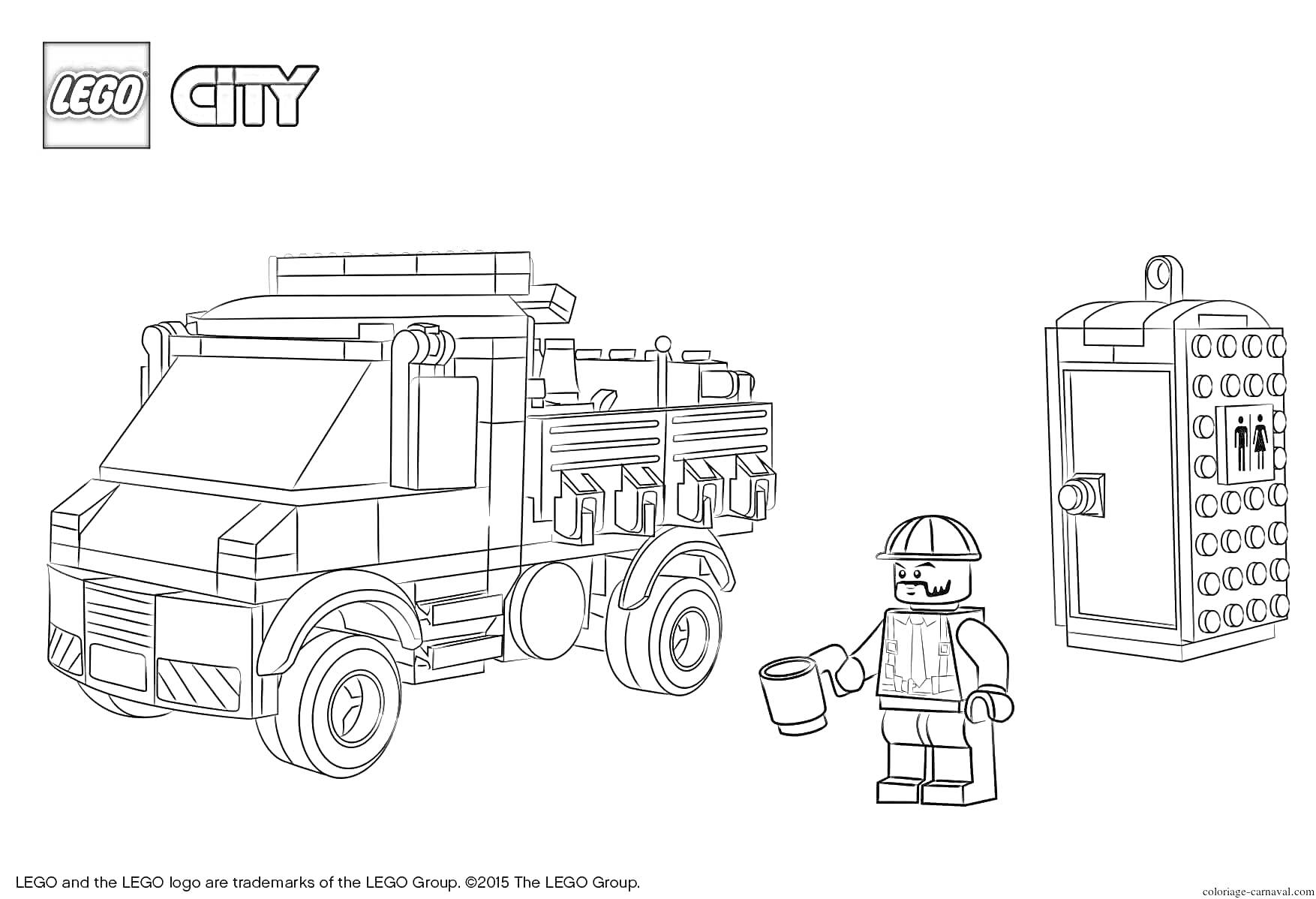 На раскраске изображено: Лего, Киоск, Lego city