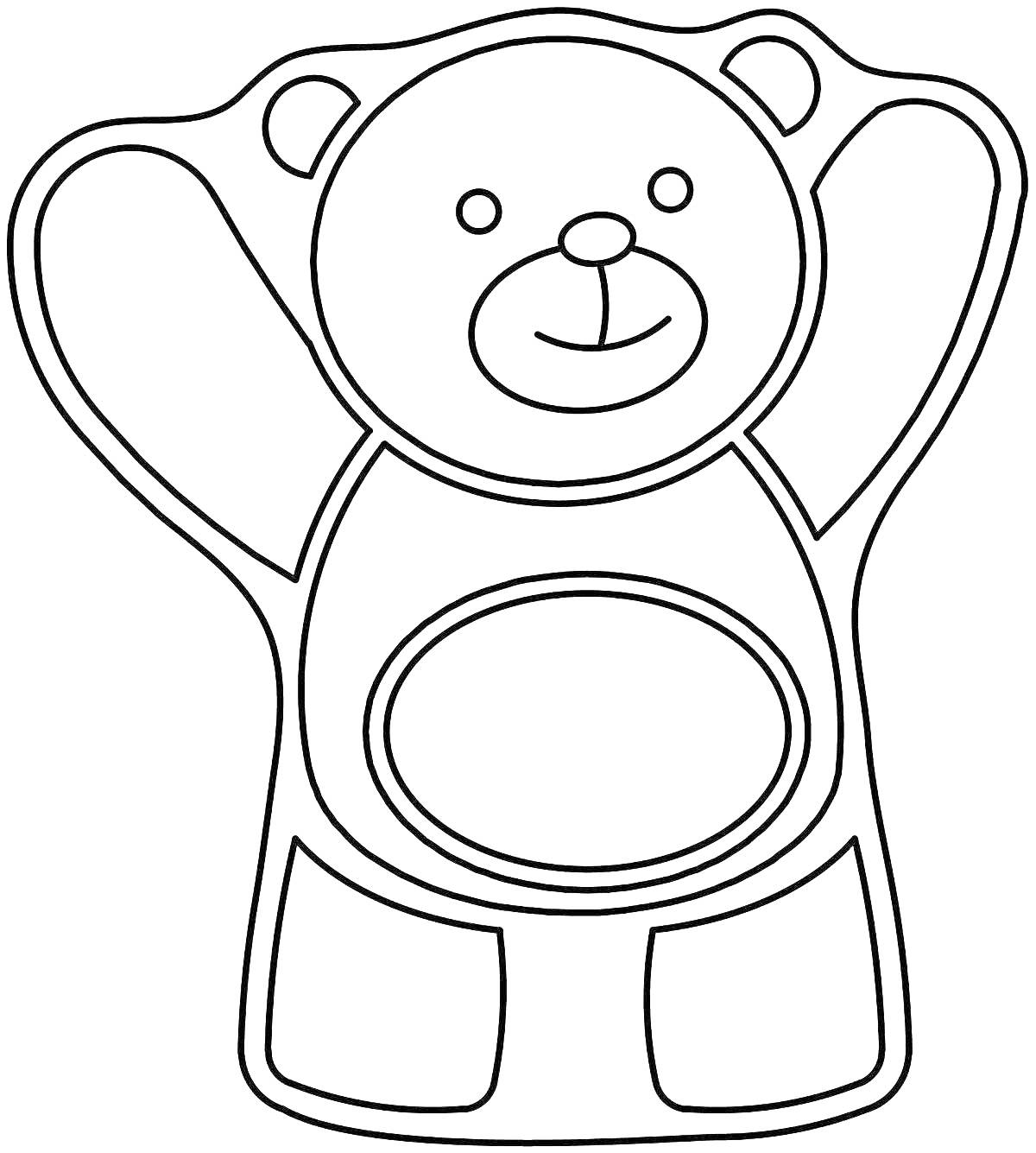 Раскраска Медвежонок с поднятыми лапами