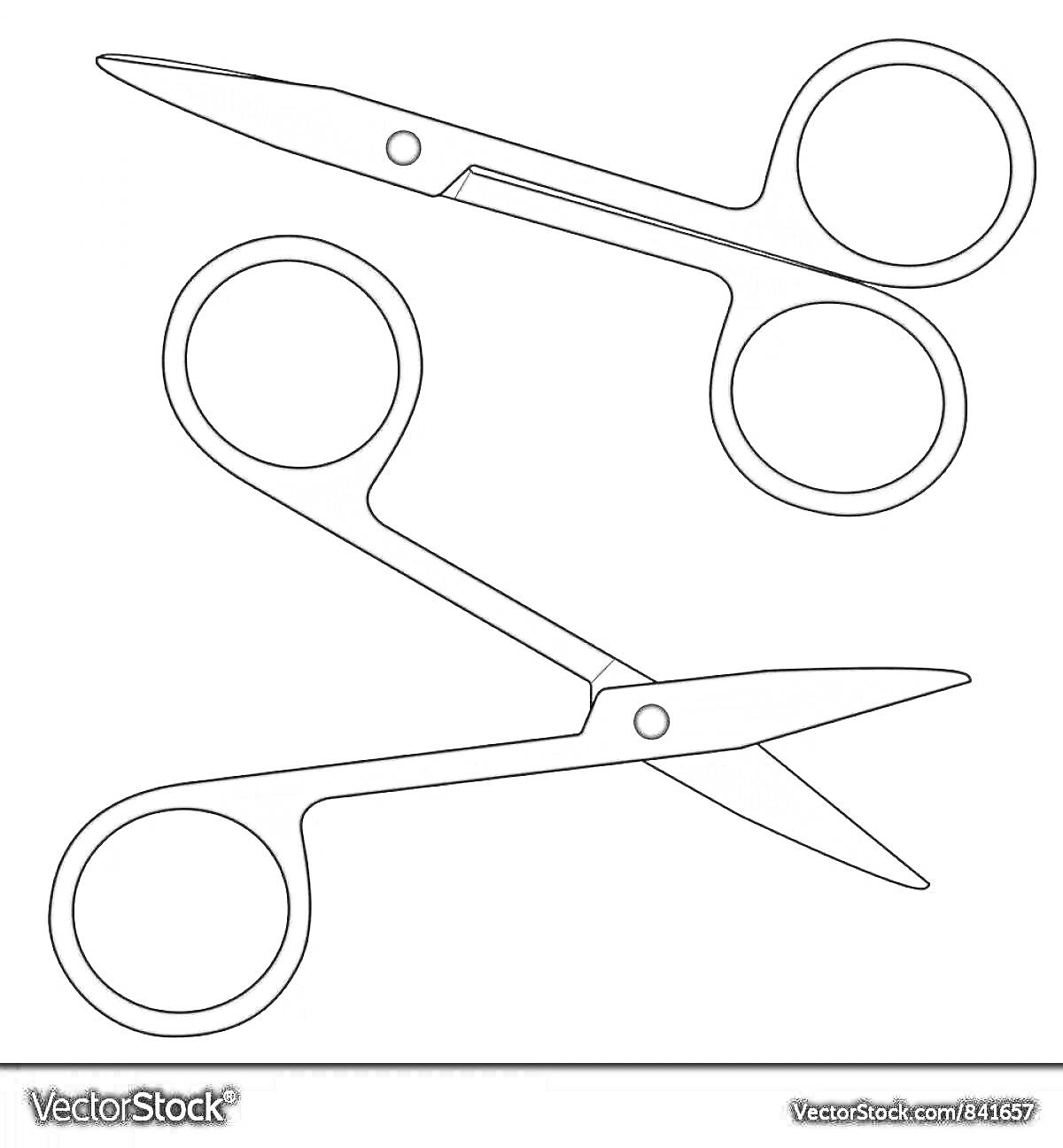 Раскраска Ножницы с двумя кольцами и острыми лезвиями