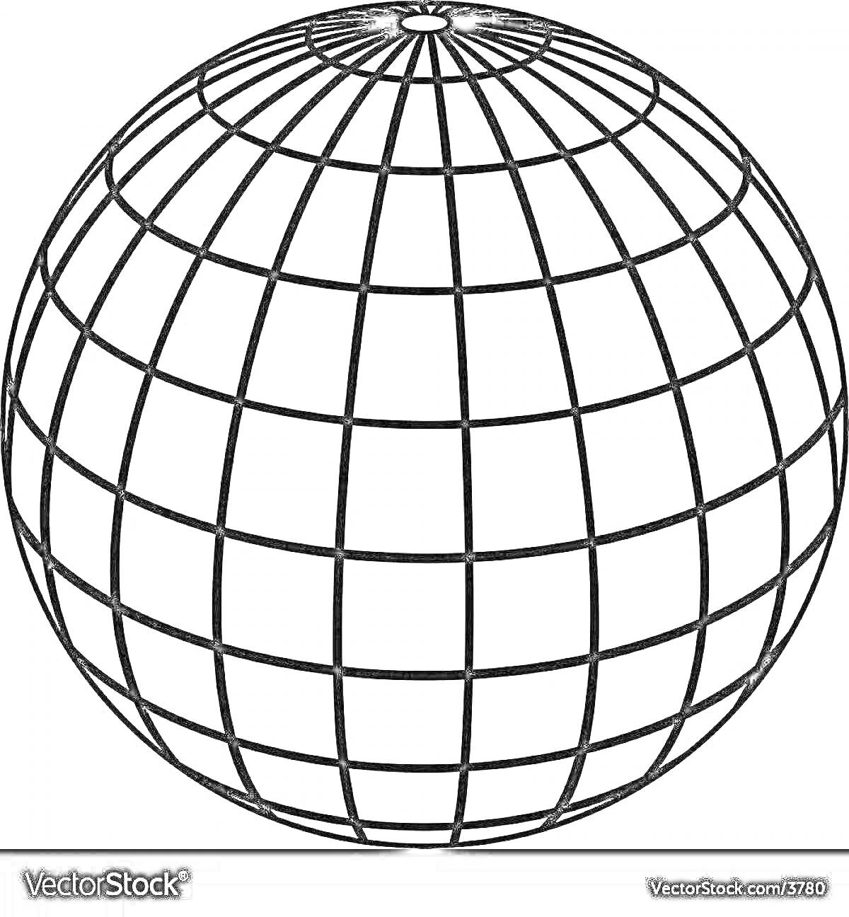 Раскраска Земной шар с линиями долготы и широты