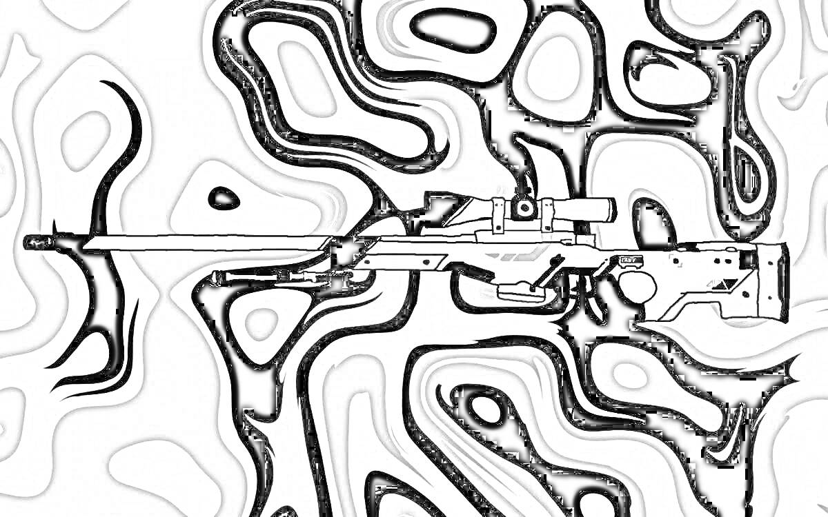Раскраска Снайперская винтовка на абстрактном фоне