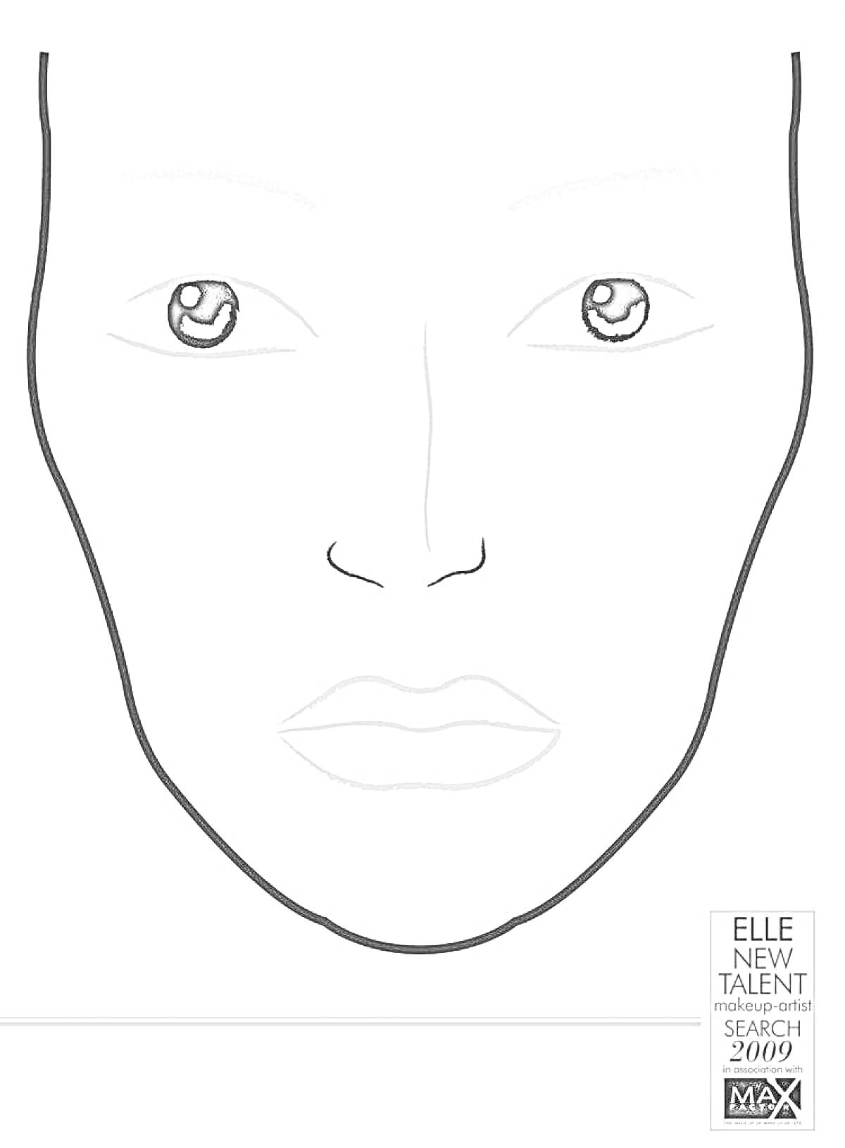 Раскраска Лицо для макияжа с пустыми глазами, носом и губами