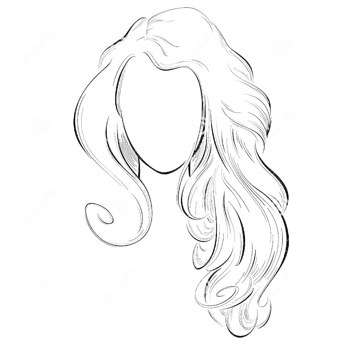На раскраске изображено: Волосы, Длинные волосы, Волнистые волосы