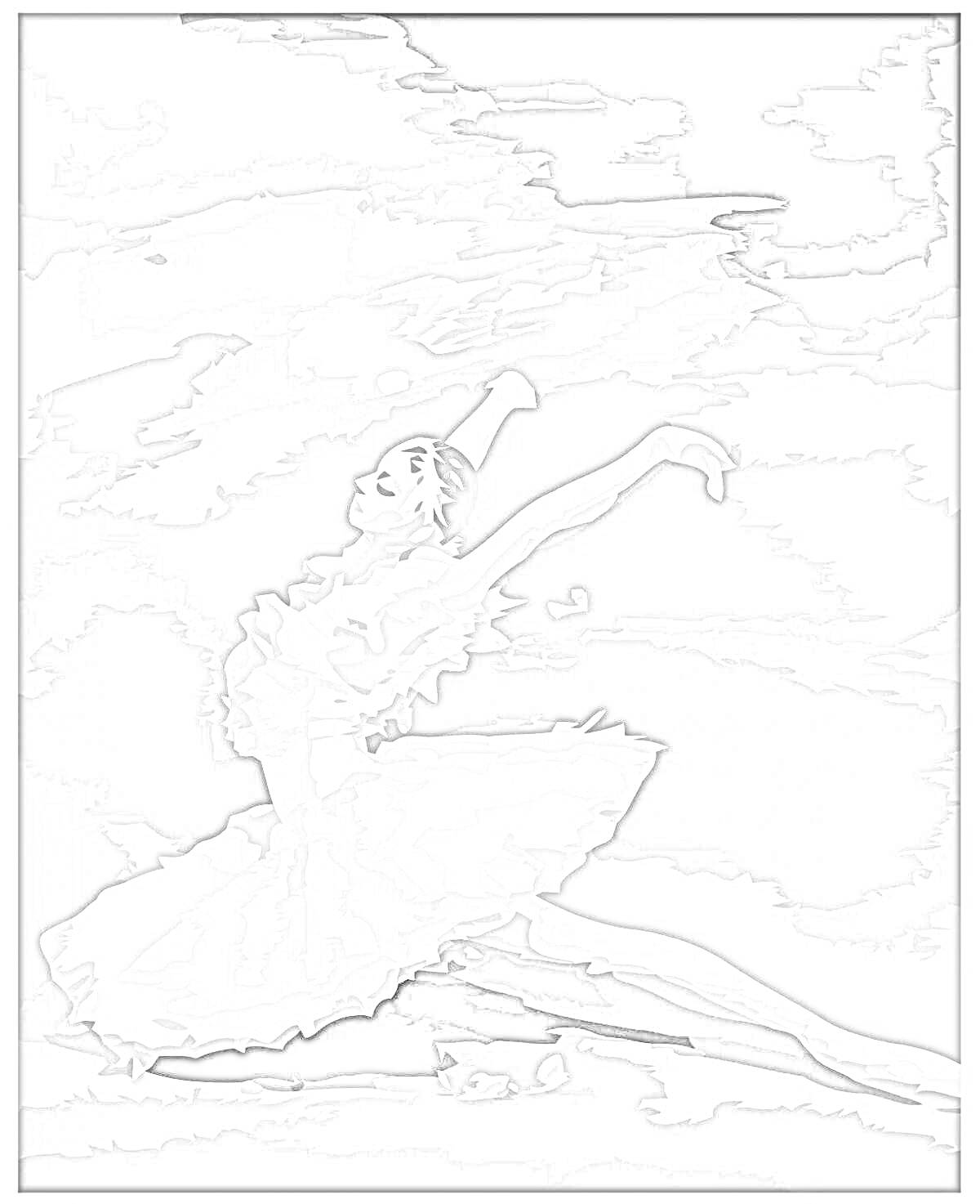 Раскраска Балерина в классической позе на сцене