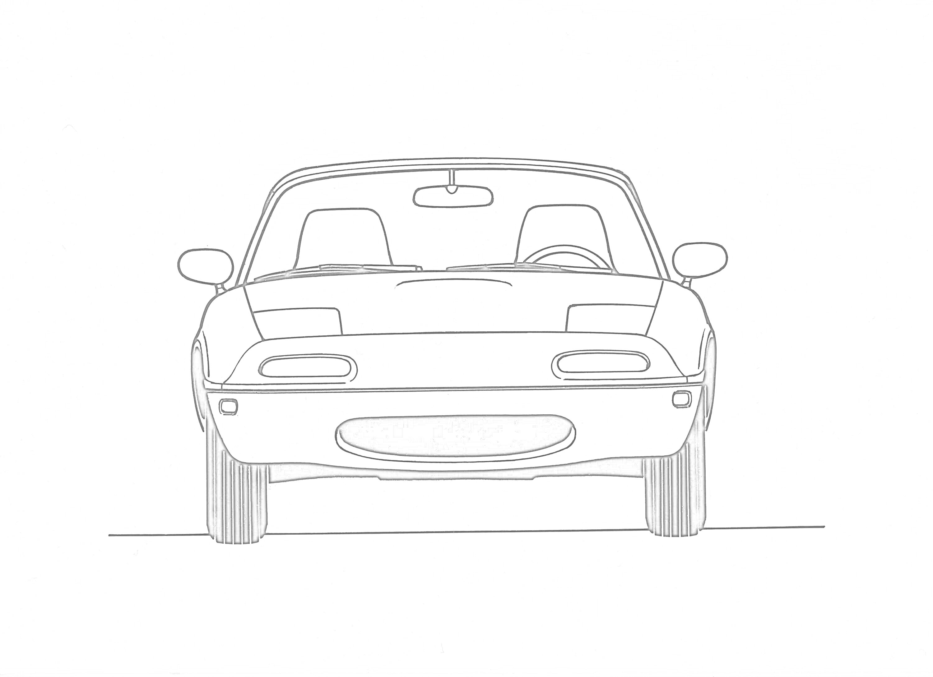 На раскраске изображено: Mazda, Авто, Кабриолет