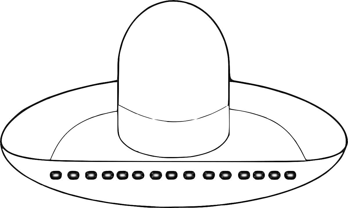 Раскраска Сомбреро с орнаментом в виде точек на краю