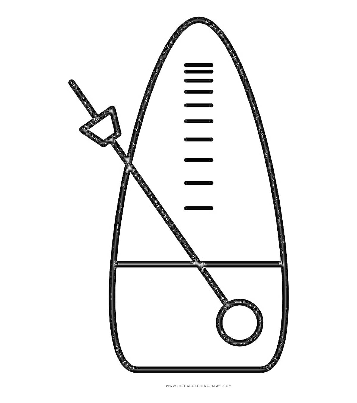 Шаблон для раскраски метронома с маятником и шкалой