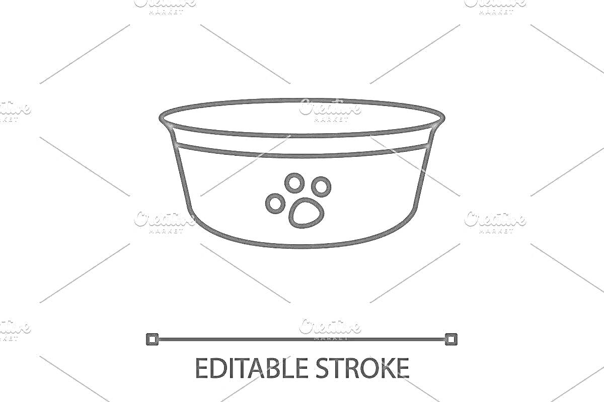 Раскраска Миска для собаки с лапкой