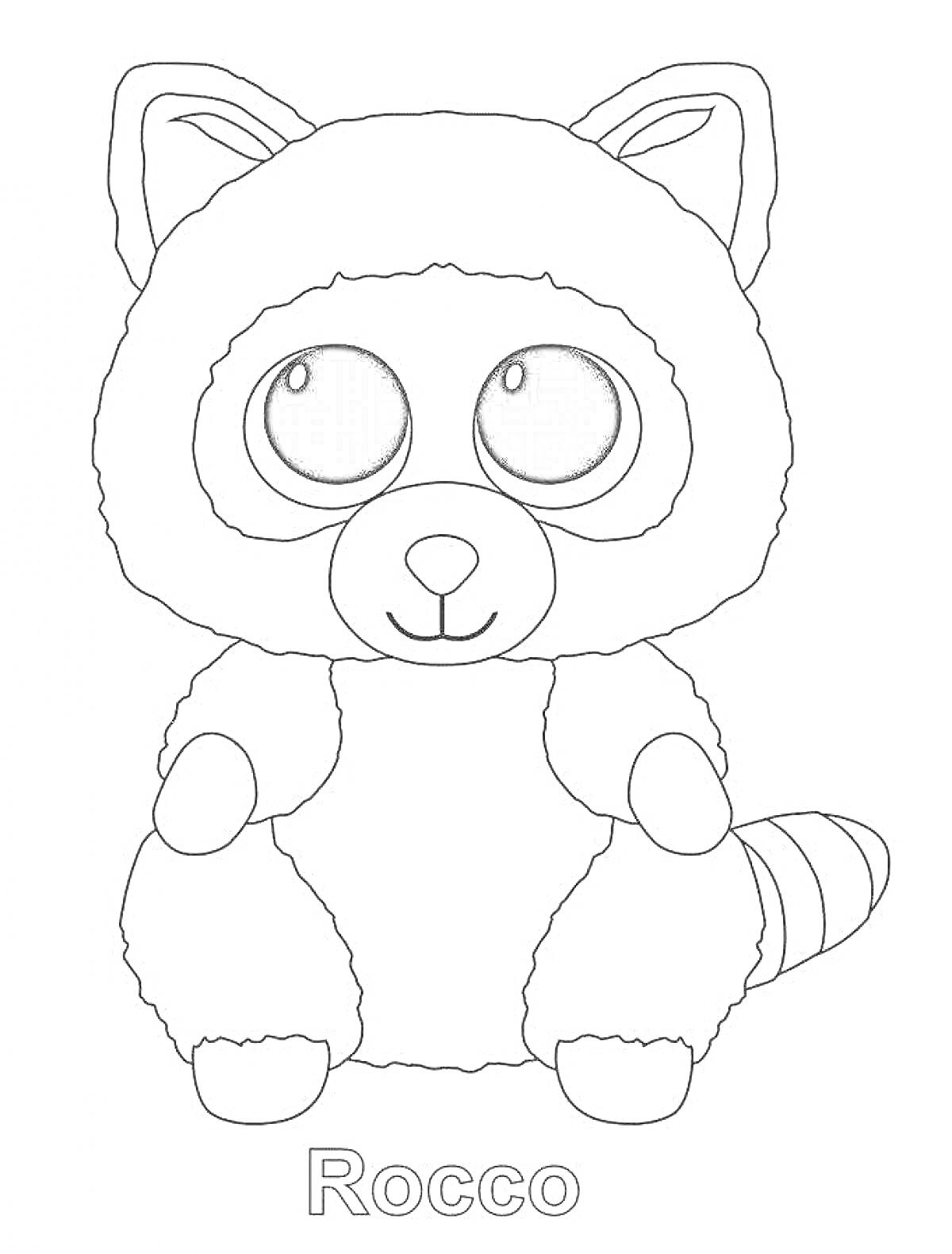 На раскраске изображено: Енот, Большие глаза, Животные