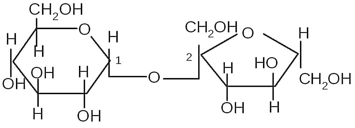 Раскраска Структурная формула сахарозы, молекула сахарозы
