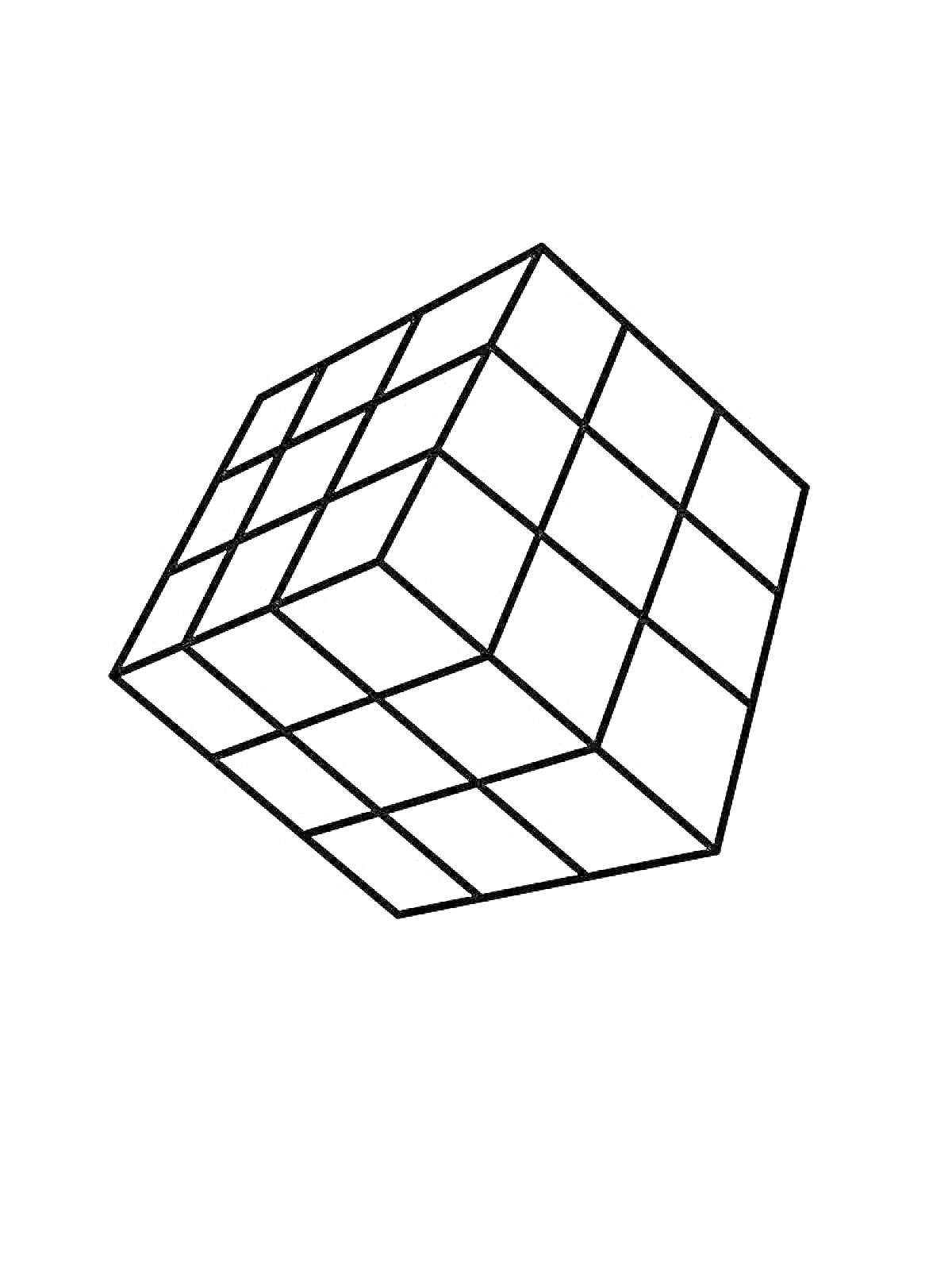 На раскраске изображено: Кубик рубика, Головоломка, Квадраты, Геометрические фигуры