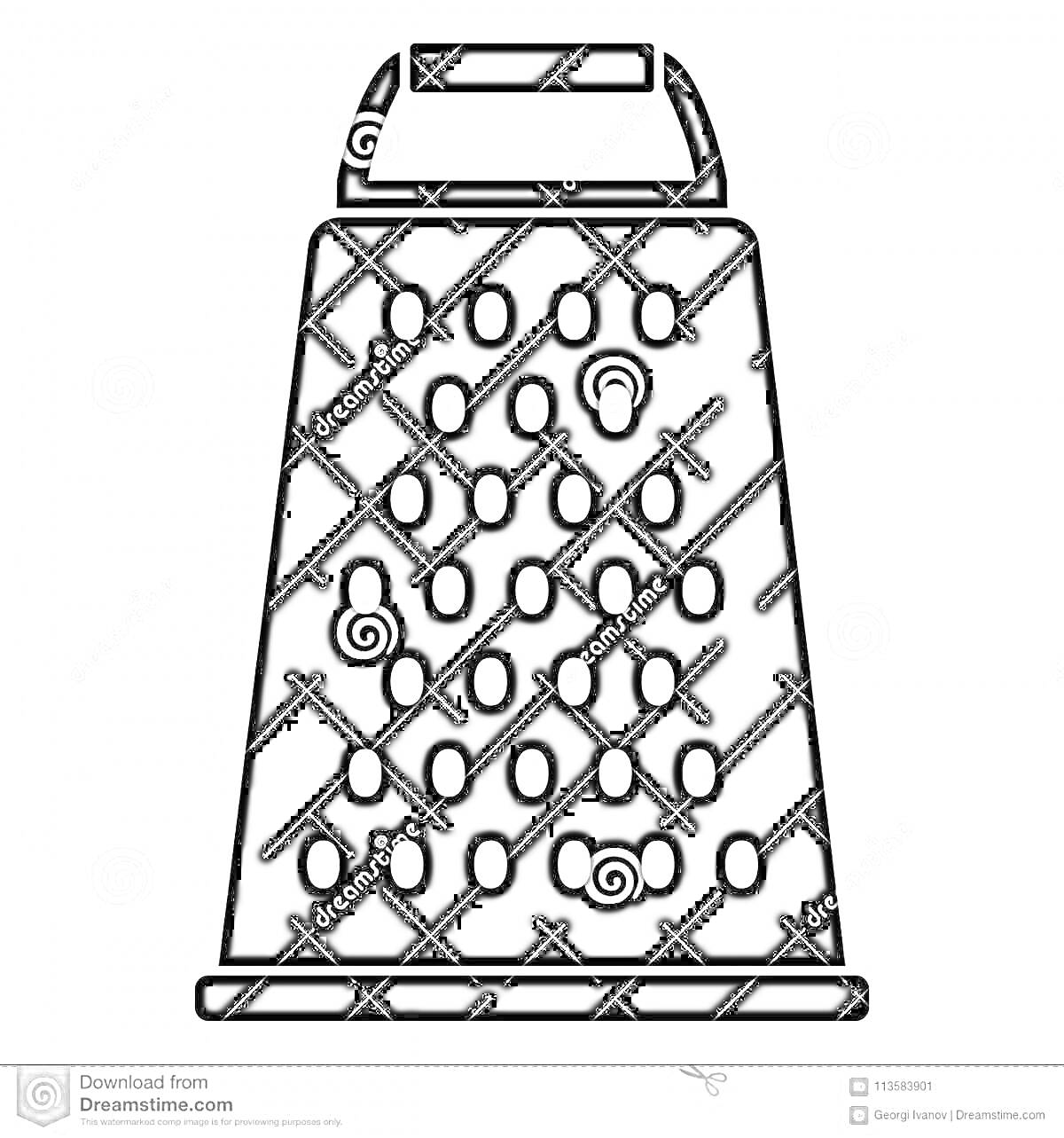 Раскраска Терка с ручкой и отверстиями для натирания