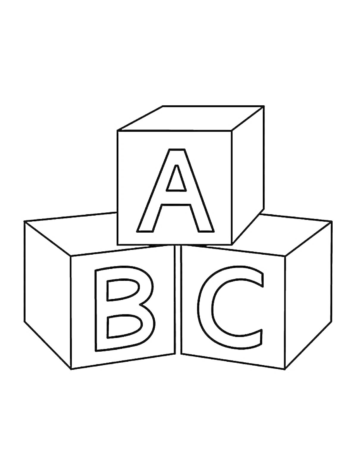 Раскраска Кубики с буквами A, B, C