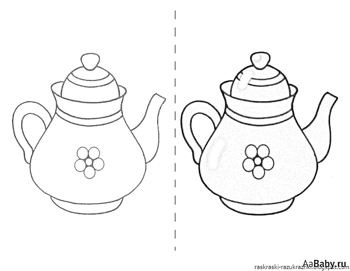 Раскраска Чайник с цветочным узором