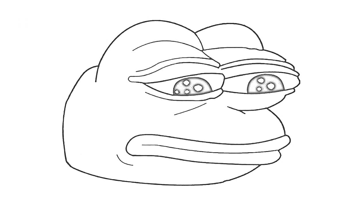 Раскраска Раскраска с изображением лягушки с большими глазами в грустном настроении