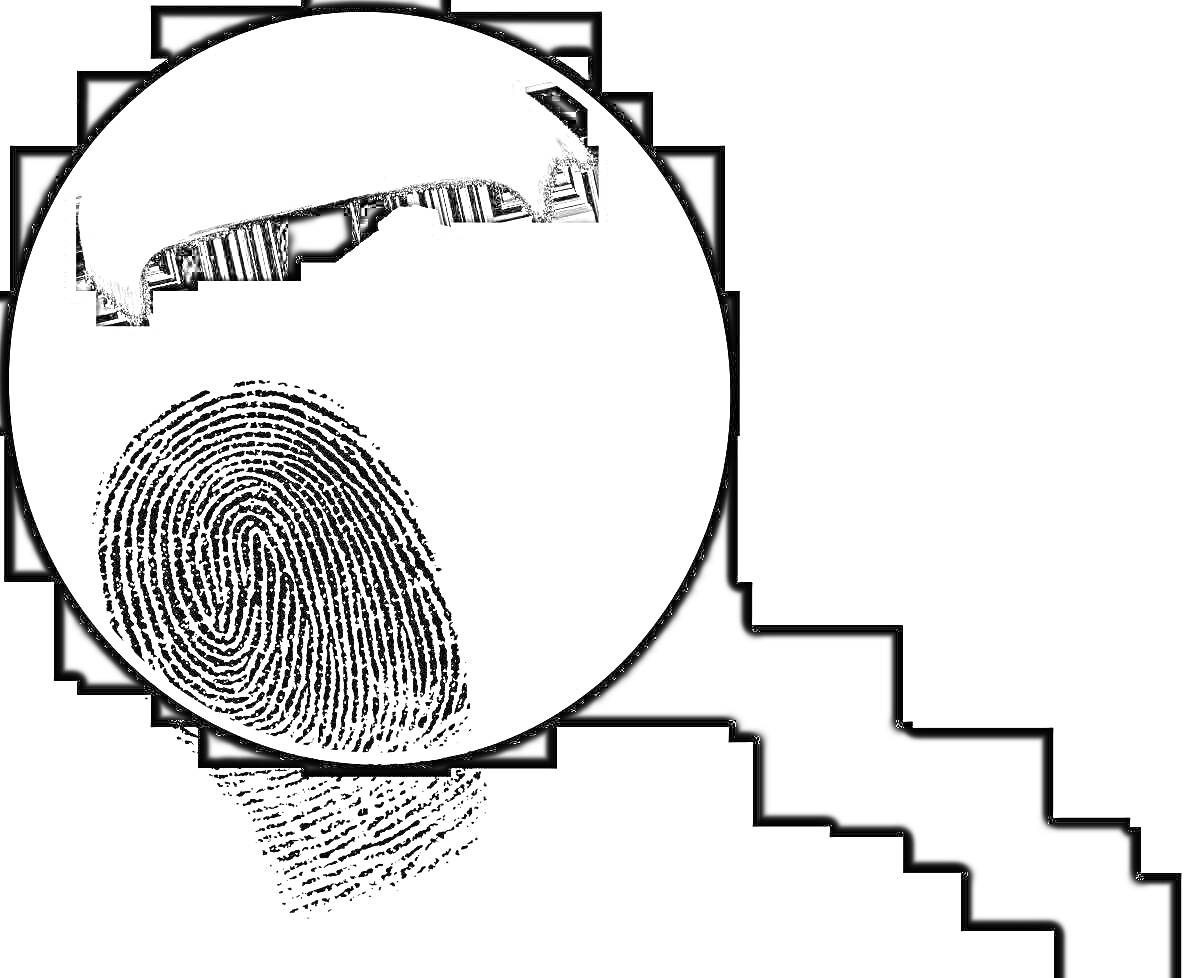 Раскраска Лупа с отпечатком пальца