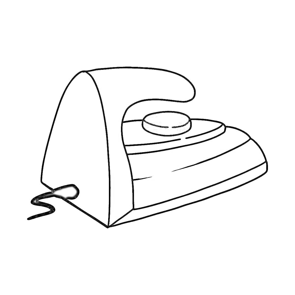 Раскраска Раскраска утюг с проводом и ручкой для детей 3-4 лет