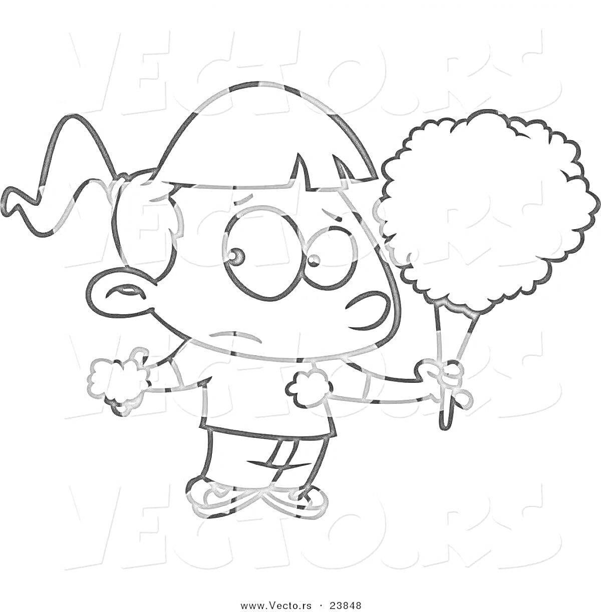 Раскраска Рисунок мальчика с сахарной ватой