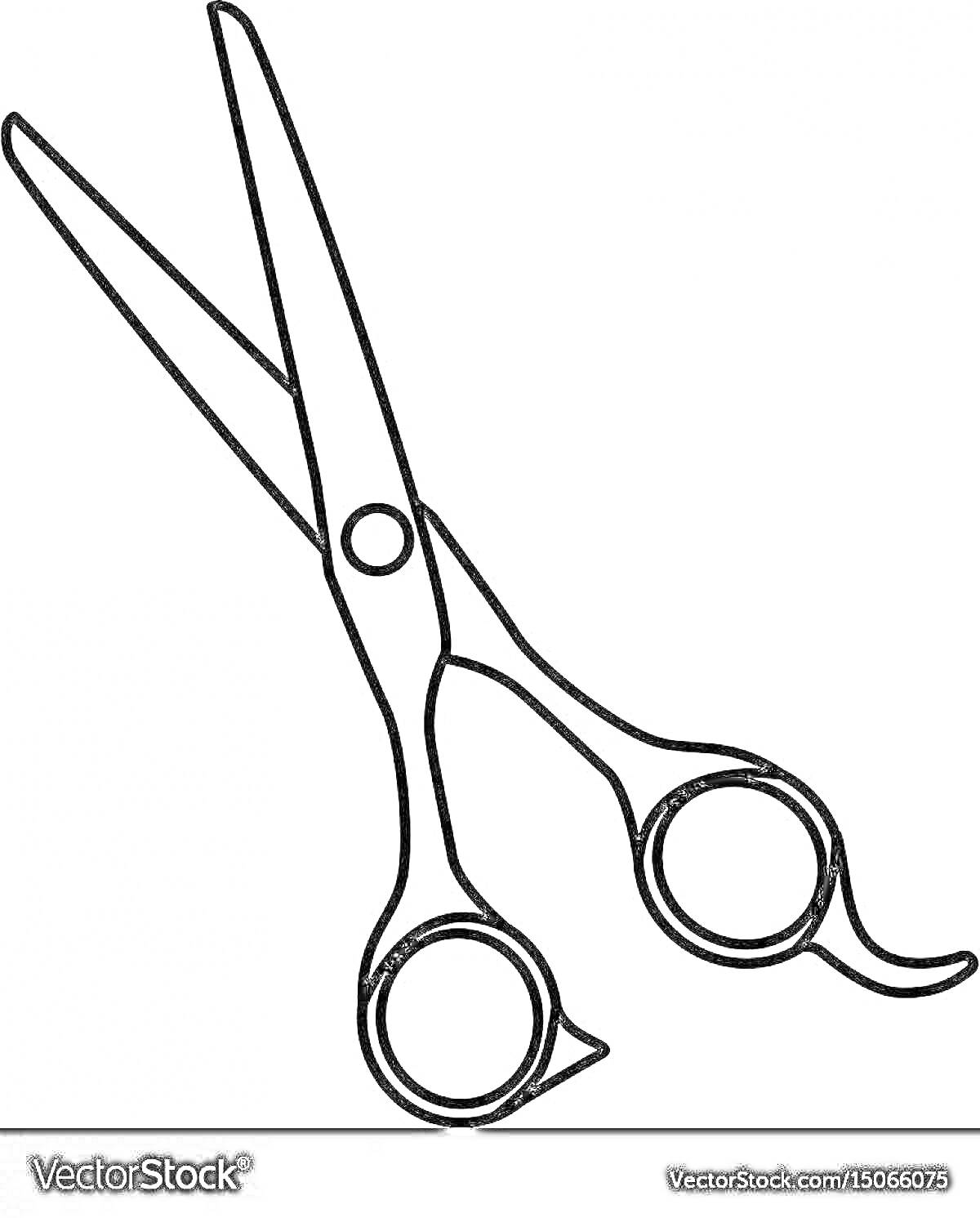 Раскраска Ножницы с двумя кольцами и лезвиями