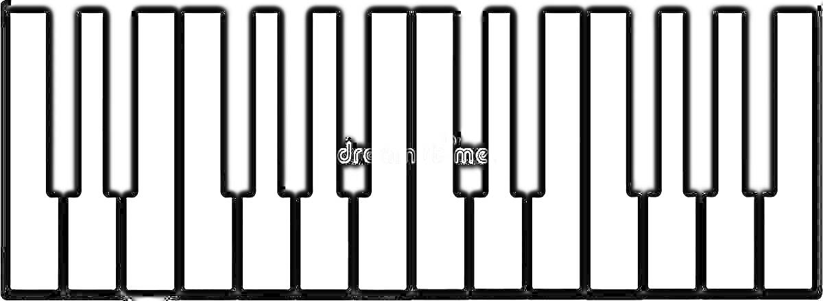 Раскраска Рисунок клавиш пианино с черными и белыми элементами