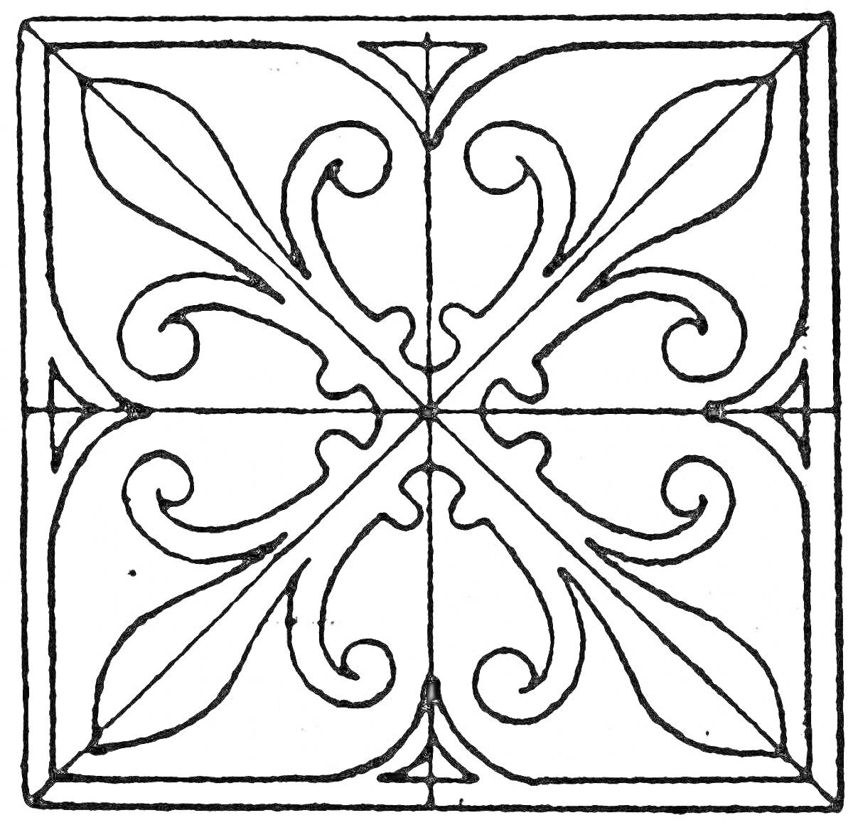 На раскраске изображено: Керамическая плитка, Растительный орнамент, Декор, Узоры
