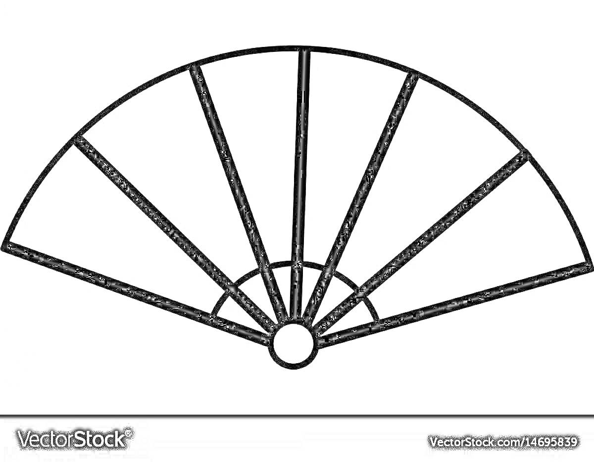 Раскраска веер с пятиконечной узорной решеткой
