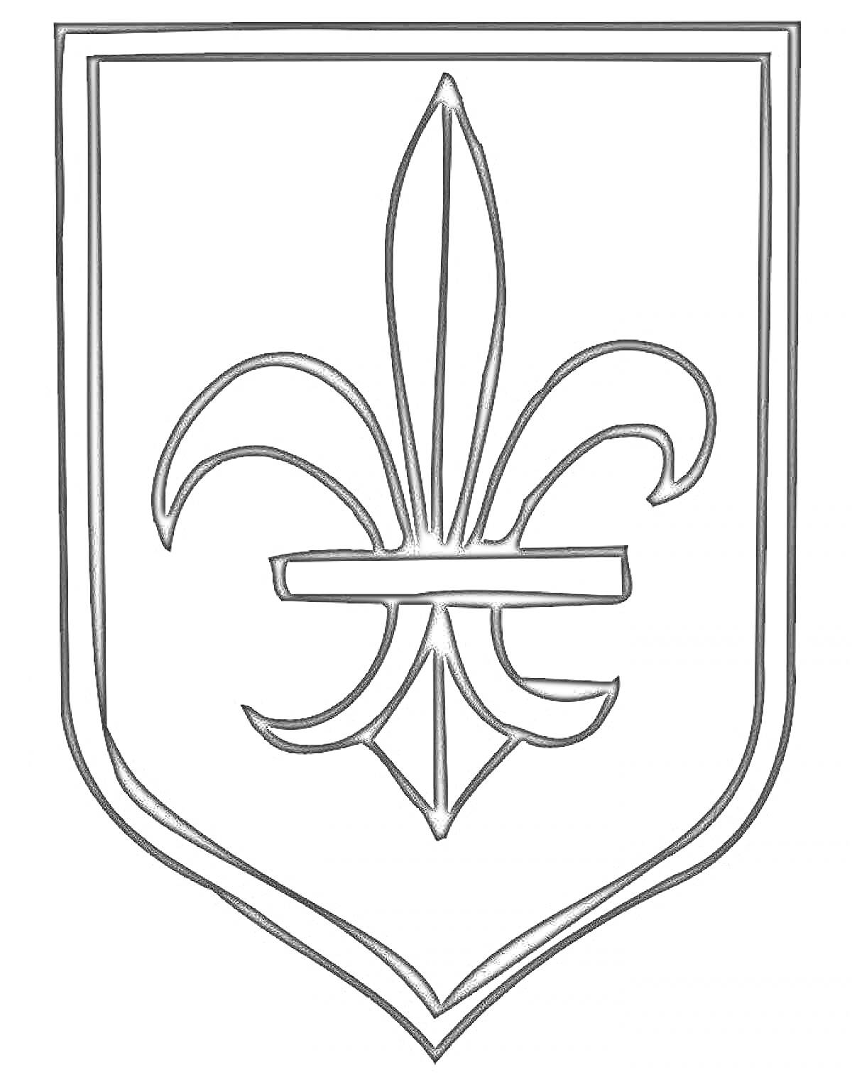 Геральдический щит с изображением цветка геральдической лилии