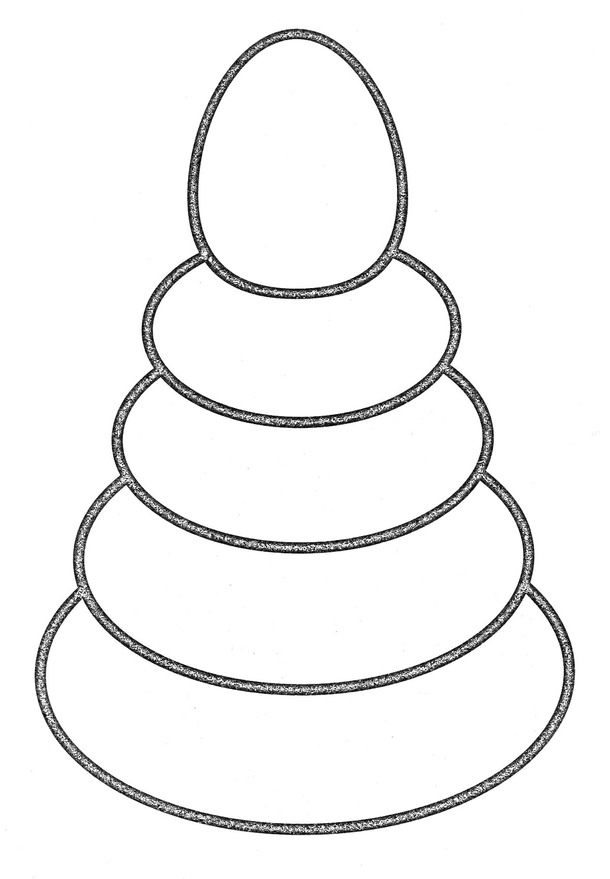 Раскраска детская пирамидка с пятью кольцами и верхушкой