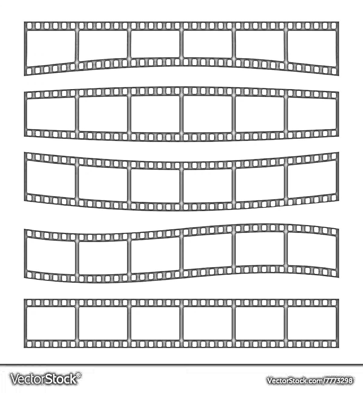 Раскраска Пять узоров киноплёнки с пустыми кадрами